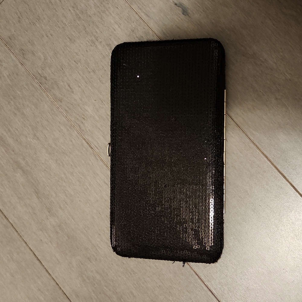 Black sequin wallet purse